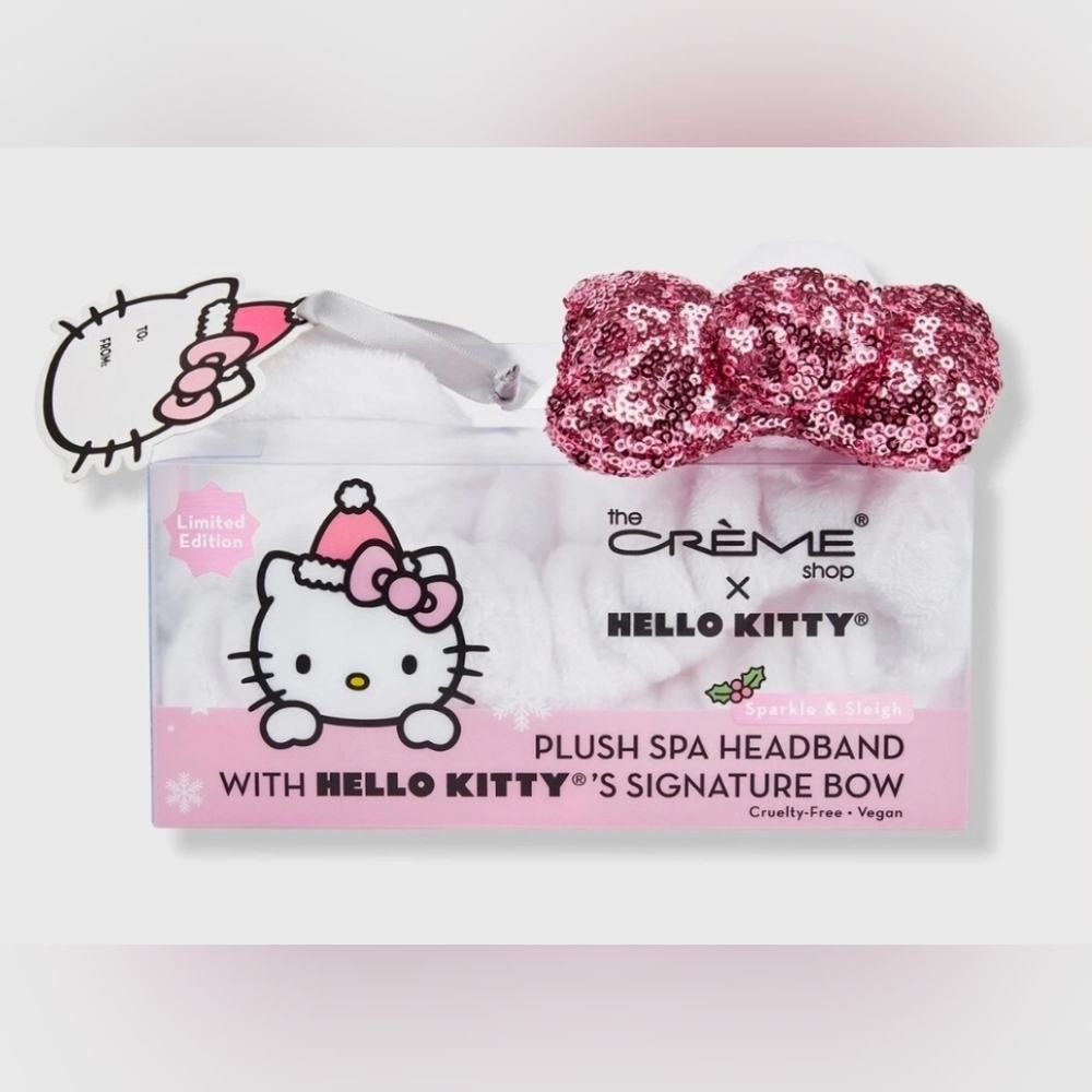 The Creme Shop Hello Kitty Plush Pink Sequin Bow  NWT
